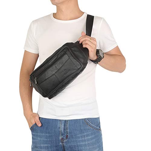 ZZNICK Genuine Leather Fanny Pack/Waist Bag/Organizer with Adjustable Belt, Multiple Pockets for Men and Women — view 2