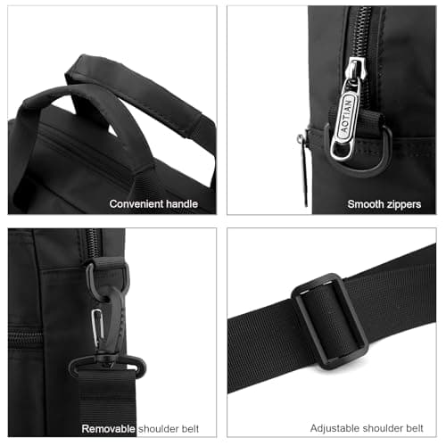 zhongningyifeng Men's 14-inch Laptop Shoulder Bag Nylon Messenger Bag Business Waterproof Casual Black Crossbody Bag for Work Travel Outdoor — view 4