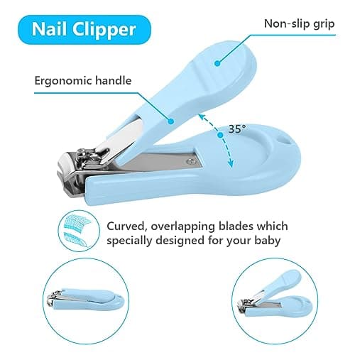 Vicloon Baby Nail Kit, 5-in-1 Baby Nail Care Set, Baby Nail Care Tool, Baby Manicure Set Includes Nail Clippers, Scissor, Earpick, Nail File and Tweezer for Newborn Infant Toddler — view 3