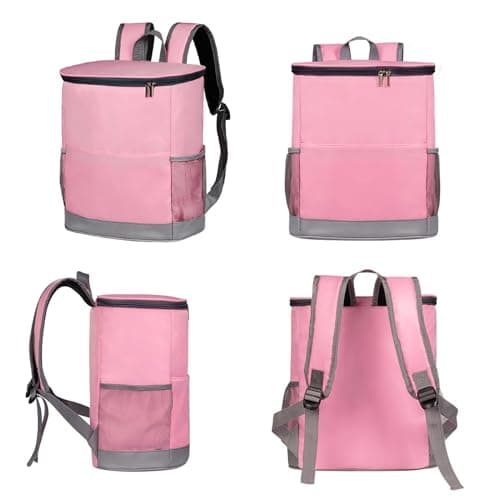 Cooler Backpack Insulated Cooler Bag 24L Backpack Cooler Bag Thermal with Hard Liner, Lightweight Shopping Rucksack Leak-proof Picnic Backpack Perfectly Fit for Beach/Work/Camping/Hiking (Pink) — view 2