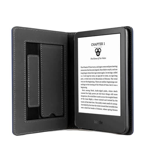 TOKILO Case for 6" eBook Reader, Lightweight Premium PU Leather Case with Auto Sleep Wake Hand Strap Foldable Stand, U Compatible with iPad/Sony 6inch e-Reader, Navy Blue — view 6