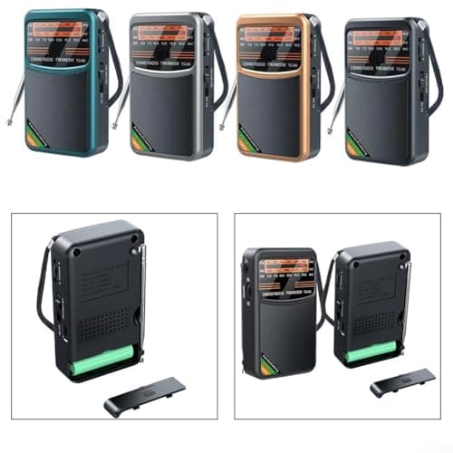 AM/FM/SW Small Transistor Radio Pocket Handheld Rechargeable 3W Speaker Exceptional Reception Compact Portable for Travel Outdoor Activities (Gold) — view 3