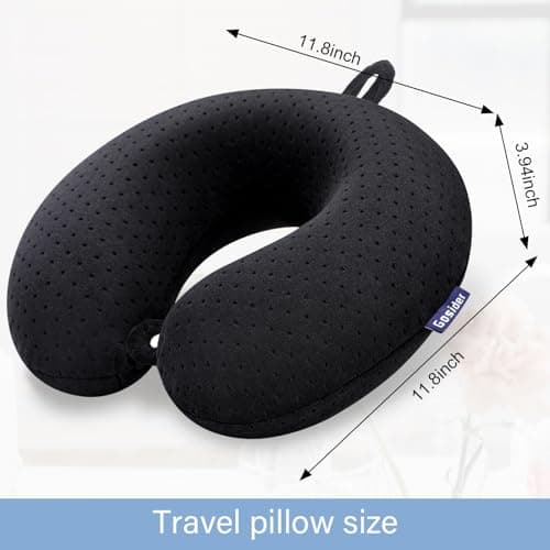 Gosider Travel Neck Pillow Memory Foam Airplane Pillows, Black — view 3