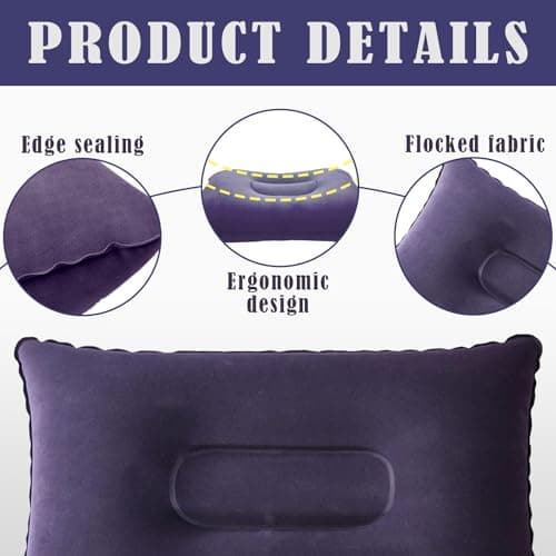 XINXINGDINGSHENG 2 PCS Inflatable Pillows Mini Compressible Waterproof Travel Pillow Ultralight Soft Flocked Blow Up Pillows Portable for Travel Camping Sunbathing Office Park Home — view 3