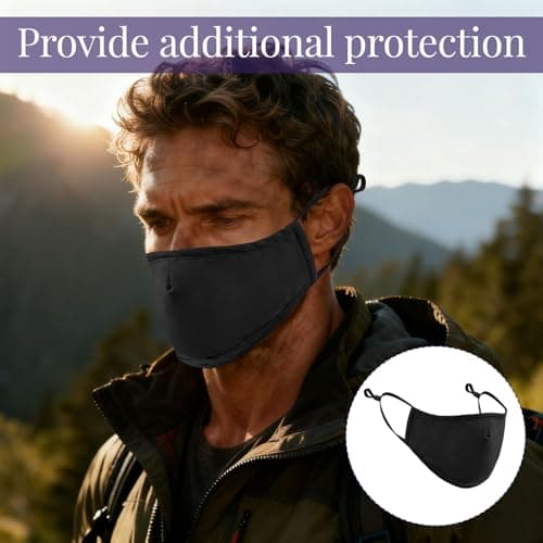 Grosion 4 PCS Reusable Cotton Face Masks with 2 Black Mask + 2 Navy Blue,Reusable Cotton Covering with Nose Wire for Glass Wearers,Washable and Breathable Fabric with Adjustable Ear Loops — view 5