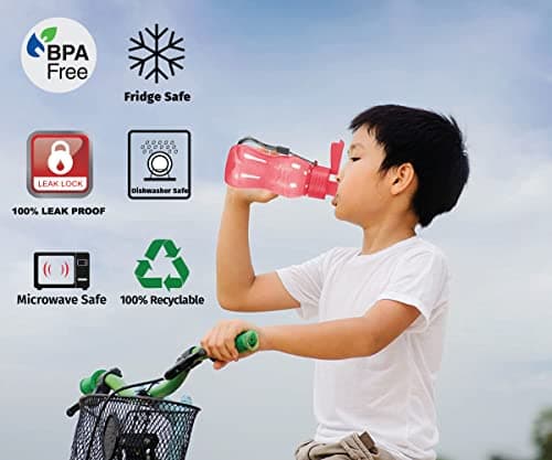MILTON 4 pack 6 oz Kids Water Bottle for School Leak Free Flip Lid- Portable Small Sports Water Bottle for Adults Carry Strap Party Favors for Kids Treats Prizes Gifts Goodie Bag Stuffers Bulk Pack — view 6