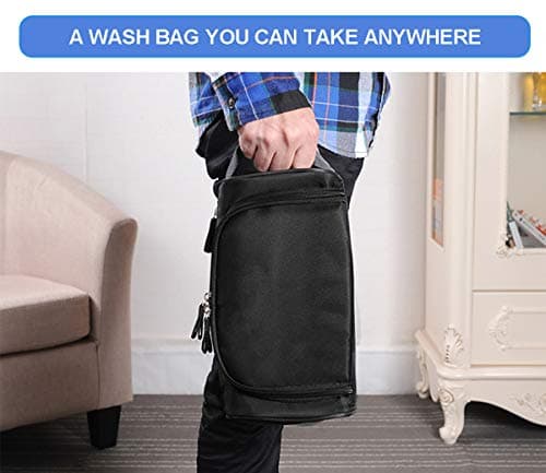 Wash Bag Mens,AOBETAK Large Hanging Waterproof Toiletry Bag with Mesh and Zip Compartment,Overnight Gym Shaving Travel toiletries Set kit for Men Women Ladies Gents Girls,Black — view 5