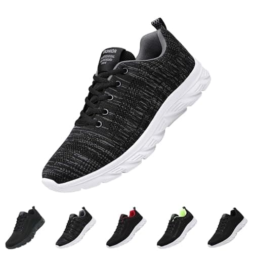 Men's Breathable Mesh Sneakers Casual Sports Shoes Lightweight Shock-Absorbing Running Shoes Fashion Walking Shoe with Non-Slip Sole Comfortable Low Top Trainers for Jogging Outdoor Grey — view 4