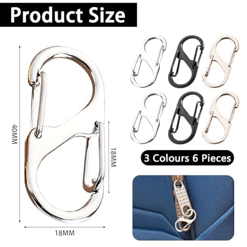 6 Pack Zipper Locks with Carabiner Clip - Small Lock for Luggage and Backpacks, Theft Deterrent Travel Locks, Zipper Clips Anti Theft, Bag Lock for Traveling Bags and Handbags — view 2