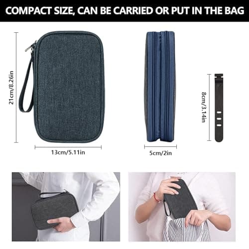 OdiuK Electronics Accessories Organizer Bag, Double-Layer Cable Organiser Bag Small Universal Carry Cable Pouch, Gadget Storage Bags for Cables Power Bank USB Drive Charger Earphone Hard Disk — view 3
