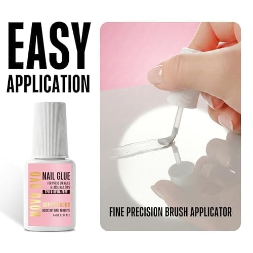 NOVO OVO Super Strong Nail Glue for Press On Nails & False Nail Tips (8ml 0.27 fl oz) - TPO & HEMA FREE Brush On Adhesive, Quick Dry & Long Lasting Bond for Acrylics, Broken Nails & Salon Effect — view 2