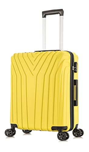 DK Luggage Carry-on 20” Cabin EasyJet, BA, Jet 2 Hard Shell Hand Luggage Approved Suitcase 4 Wheel Spinner Luggage ABS101 Yellow