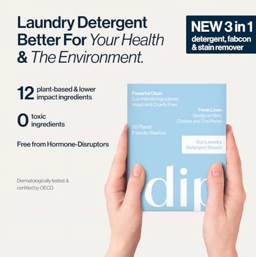 Dip Eco-Friendly Laundry Sheets Detergent | Plant Based, Plastic Free & Zero Waste | Perfect for Sensitive Skin | Travel Washing Detergent Sheets | 30 Sheets — view 3