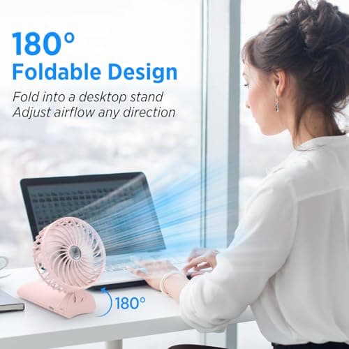 Lepwings Handheld Fan Rechargeable, Foldable Portable Mini Fan with 4 Speeds, USB-C Battery Operated Personal Desk Fan, Lightweight Cooling Fan for Travel, Office, Home and Outdoor Use-Mint Green — view 6