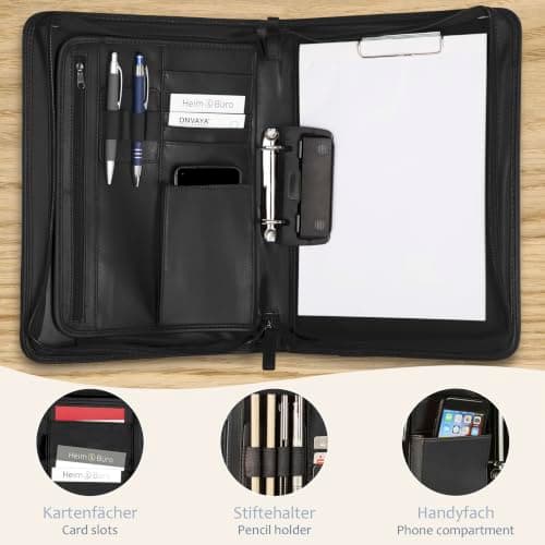 ONVAYA® Conference Folder A4 with Adjustable Shoulder Strap | Document Folder | Organizer Pocket to Carry Around | Imitation Leather | incl. pad — view 5