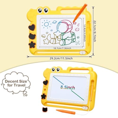 AiTuiTui Dinosaur Magnetic Drawing Board Kids Toys for 3 4 5 Years Old Girls Boys Birthday, Color Erasable Doodle Education Learning Kid Age 3-7, Toddler Drawing Travel Toys (Yellow) — view 2