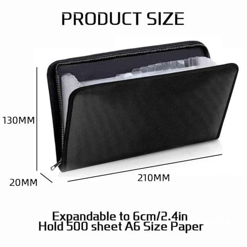 Receipt Organiser, 13 Pockets Mini Expanding Receipt Holder, Receipts Folder with Zipper Closure, Portable Accordion File Organiser, Practical Receipts Wallet, for Coupon, Bills, Cash(Black) — view 2