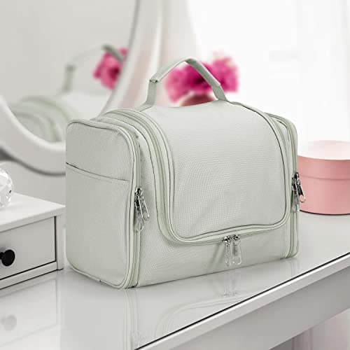 Vinsani Premium Toiletry Bag Large Capacity Many Compartments Hygiene Wash Bag Bathroom Shower Portable Hanging Travel Organiser Waterproof Cosmetic Makeup Toiletries for Men & Women – Light Grey — view 2