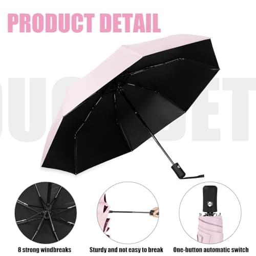 Kajaia 4 Pack Umbrellas Compact Windproof, Automatic Open and Close Folding Rain Umbrella Collapsible for Men Women Travel, Pink, 38.5 inches — view 2