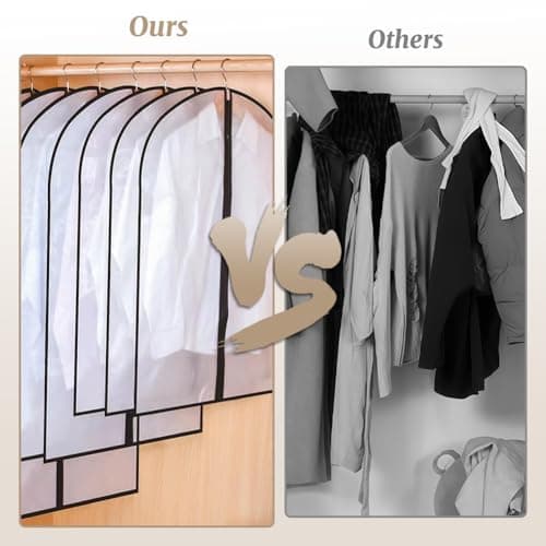 Flintronic 6 Pack Garment Bags, 60 * 140cm(24'' x 55'') Suit Bag, Dress Bags Covers Long, Dustproof Clothes Covers with Zip, Waterproof Garment Bags for Shirts, Coats, Evening Dress — view 5
