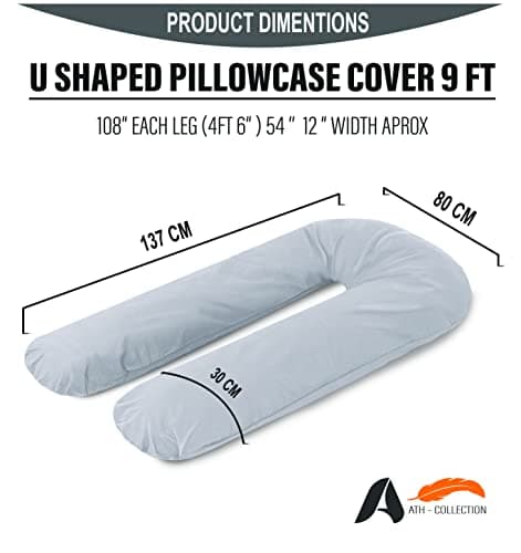 A ATH COLLECTION Pregnancy Pillowcase 9 FT, 12 FT, U Shaped Full Body Pillow Cover with zip, Nursing, Support and Maternity Pillow for Pregnant Women Cover Only (9 FT, Cream) — view 4