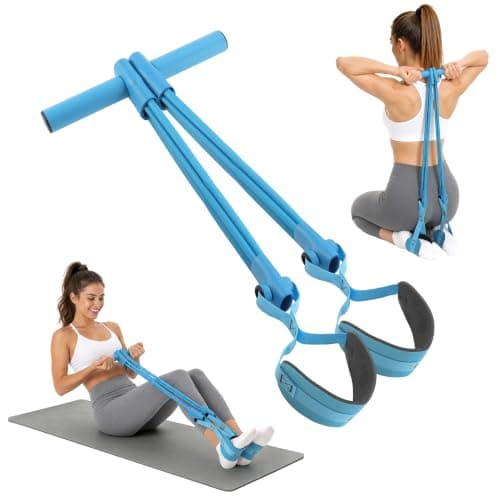 CAPASTEC Pedal Resistance Band, 8-Tube Multifunctional Resistance Bands with Handles, Full Body Workout Tool, Blue
