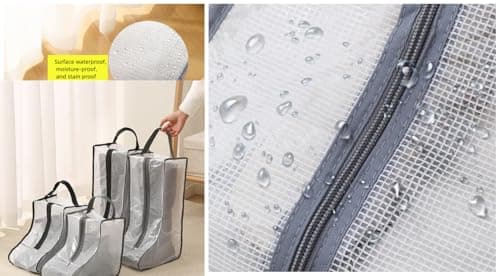 2 Set Boot Storage,Portable Short Boots and Tall Boots Storage or Protector Bag,Shoe Dust Bags,Shoe Sleeves for Travel,Clear Boots Cover,Shoes Packing Organizers for Adult Sneakers — view 3