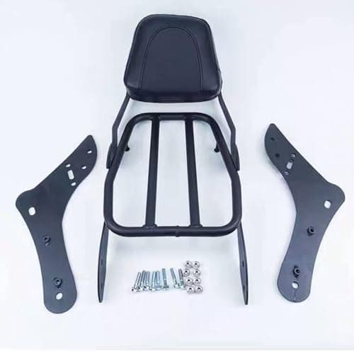 Motorcycle Backrest Sissy Bar with Rear Luggage Rack Compatible with Kawasaki Vulcan S 650 VN650 Top Box Holder Support Bracket Metal Extended Seat Shelf Cargo Carrier Rear Passenger Backrest — view 6