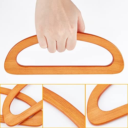 WADORN 2pcs Wooden Bag Handles for Bag Making, Wooden D Shape Handbag Handle Replacement Wood Purse Handle DIY Handmade Bag Handle for Crochet Bag Straw Bag Beach Bag,23.5x8.8 cm, Brown — view 2