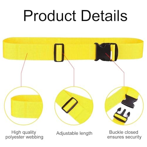 Luggage Strap (2 Pack), with 2 Luggage Tags, Custom Identification, Travel Bag Closure, For Connecting Luggage Together, Yellow — view 3