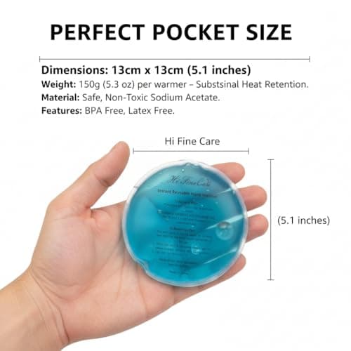 Large Reusable Hand Warmers Click - Snap Heat Pack, Boil Click Heat Pocket Warmer, Pouch Gel Long Lasting Warmth (Diameter 12cm, 4 Pack, Large) — view 2