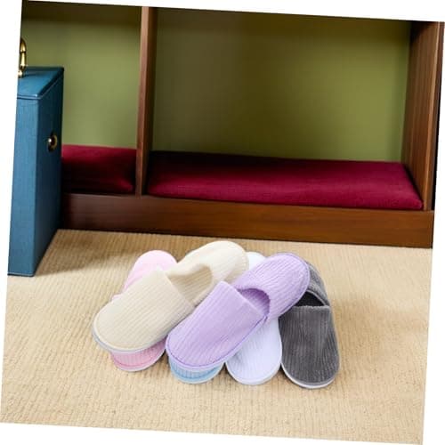 BESPORTBLE 6 Pairs Hotel Slippers Non-slip Coral Fleece Closed Toe Washable Spa Slippers for Guests Unisex House Shoes Pack with Padded Soft Warm Indoor Footwear for Travel and Home — view 6
