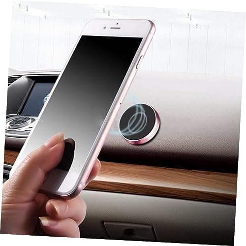 Housoutil Mini Magnetic Car Phone Holder round Gold Alloy Dashboard Mount — view 6