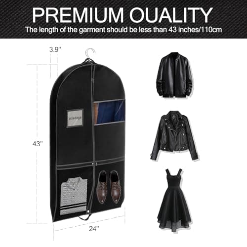 3 Pack 43" Garment Bag Suit Bag Garment Bags for Travel Duffle Bags for Hanging Clothes Storage Bag Carry on Garment Bag, Ideal for Wardrobes, Blazers, Dresses, Coats — view 2