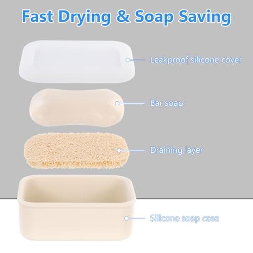 KUAOOAUK Silicone Travel Soap Case with a Draining Matandfoaming mesh bag — view 5