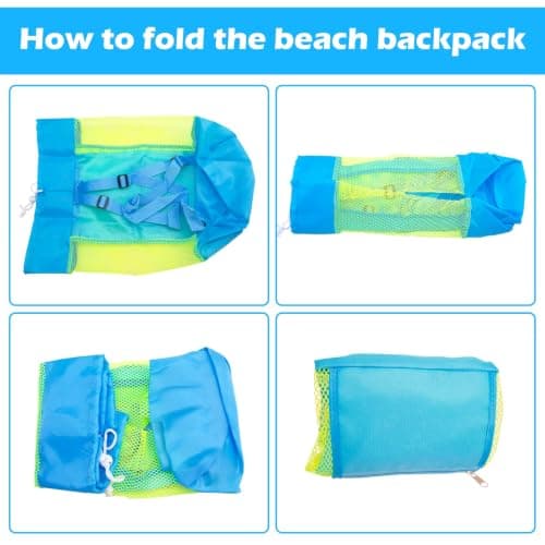 Mesh Beach Toy Storage Bag, Foldable Kids Toy Organiser With Zipped Pocket For Bucket And Spade Sets, Sandpit Toys, Bath Toy Storage And Pool Gear — view 3