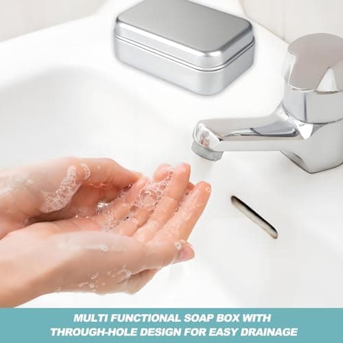 Travel Soap Case Dish with Lid 180 Ml Aluminium Soap Box Holder Tin Travel Container for Shampoo Bathroom 98 x 68 x 35mm — view 6