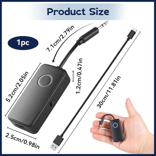 Bluetooth 5.4 Transmitter Receiver Upgraded 2 in 1 Wireless Aux Bluetooth 3.5mm Jack Audio Airplane Adapter Dual Pairing Low Latency for TV Airplane Earbuds Car Headphone Speaker Airline Travel — view 5