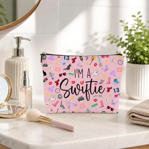 Canvas Travel Cosmetic Bag Pink Makeup Organizer Bag Music Lover Merch Gifts for Singer Fans Portable Make Up Storage Pouch Presents — view 5
