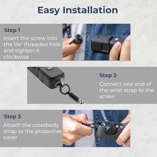 muuee Crossbody Neck Strap for DJI Osmo Pocket 3, 2 in 1 DJI Lanyard Adjustable Crossbody and Wrist Strap, Fit for Insta360 X5/X4, GoPro Hero, Selfie Stick and Camera Acessories — view 6