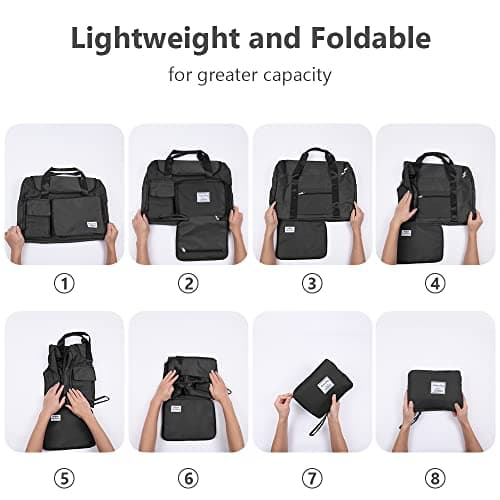 Lightweight Travel Gym Duffel - Foldable Overnight Holdall Bag for Women with Wet/Dry Separation - Cabin Bag for Sports & Travel - Black — view 4
