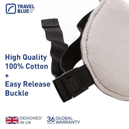 Travel Blue Luxury Sleep Mask - Luxuriously Soft Eye Mask for Sleeping, 100% Cotton, Gently Padded, Blocks Light, Elasticated Strap with Easy Release Buckle for Comfort and Relaxation — view 6