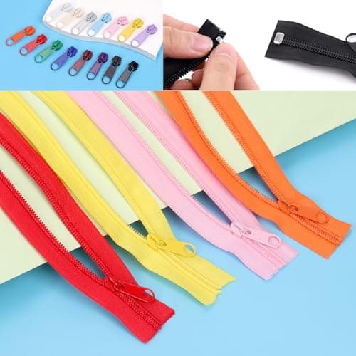 Glarks 81pcs Burgundy #5 Nylon Coil Zipper Tape Includes 1pcs 10Yards Sewing Zipper Roll with 10pcs Metal Zipper Sliders 10pcs Double Zipper Sliders 40pcs Top Stops 20pcs Bottom Stops — view 6