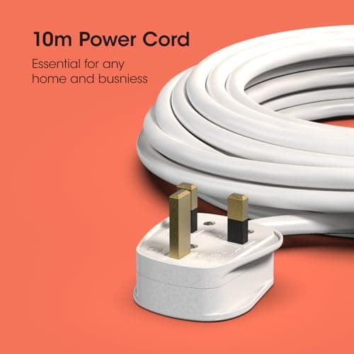 SLx Extension Lead 10m 1 Way Single Socket 13A UK Plug 3 Pin Mains Power Extension Cord Compact Travel Power Strip White — view 3