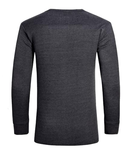 Mens Thermal 2 Pack Underwear Vests Long Sleeve Tops, Thermal T-Shirt Warm Underlayer Winter Thermals Base Layer Clothing Men Vest Top Size S-XXL (L Charcoal) — view 4