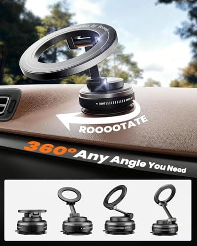 Boowe 2026 Upgraded Vacuum Magnetic Phone Holder,Magnetic Phone Holder for Car 360° Adjustable Car Mount Foldable Ultra-Stable Grip for iPhone 17/16/15/14/13/12 — view 4