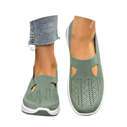 Students Shoes for Girls，Wide Fit Ladies Breathable Mesh Walking Running Trainers Slip On Comfortable Arch Support Soft Sole Athletic Tennis Sneakers Non Slip Low Top Orthopedic Shoes