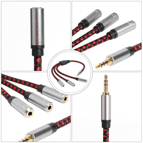 Beaupretty Earphone 3.5mm 3-way Splitter Cable Red Audio Extension — view 6