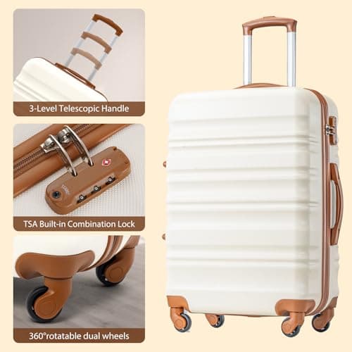 COOLIFE 24 Inch Medium Suitcase, Hard Shell Lightweight ABS+PC Luggage — view 3