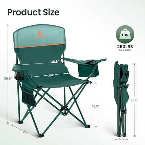 ALPHA CAMP Set of 2 Folding Camping Chairs Lightweight Picnic Chair — view 2